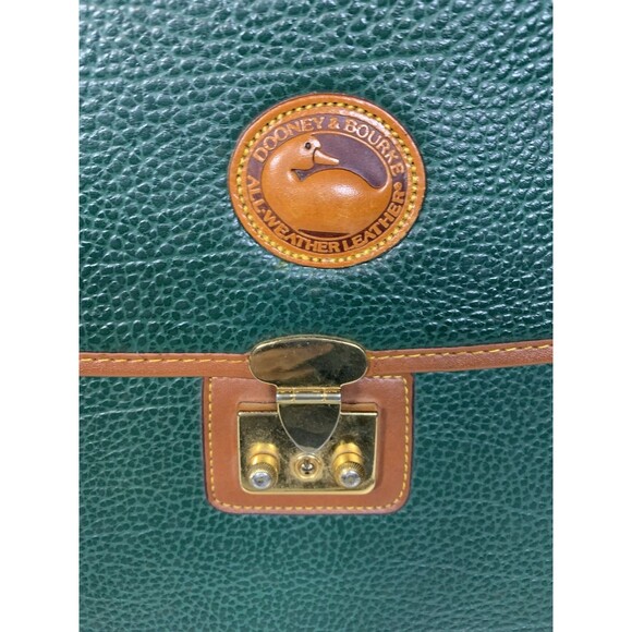 VTG Dooney & Bourke Green /Brown Pebble Leather Handle Briefcase/Document Bag - Picture 5 of 8
